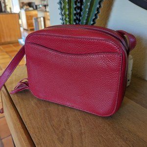 Cuyana Women's Mini Tassle Leather Bag, Red